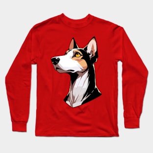 Stunning and Cool Ibizan Hound Monochrome and Gold Portrait for Father's Day Long Sleeve T-Shirt